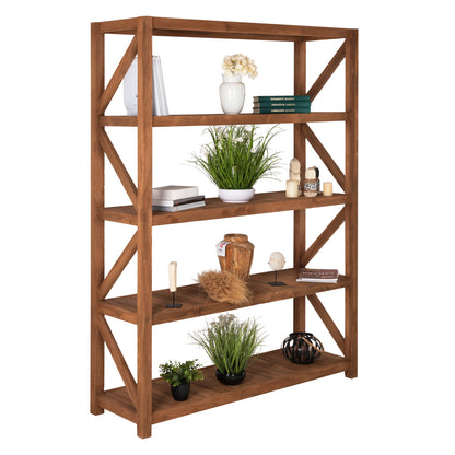 Bookcase Kitaku Hm9798 Recycled Teak In Natural 150x45x200hcm.