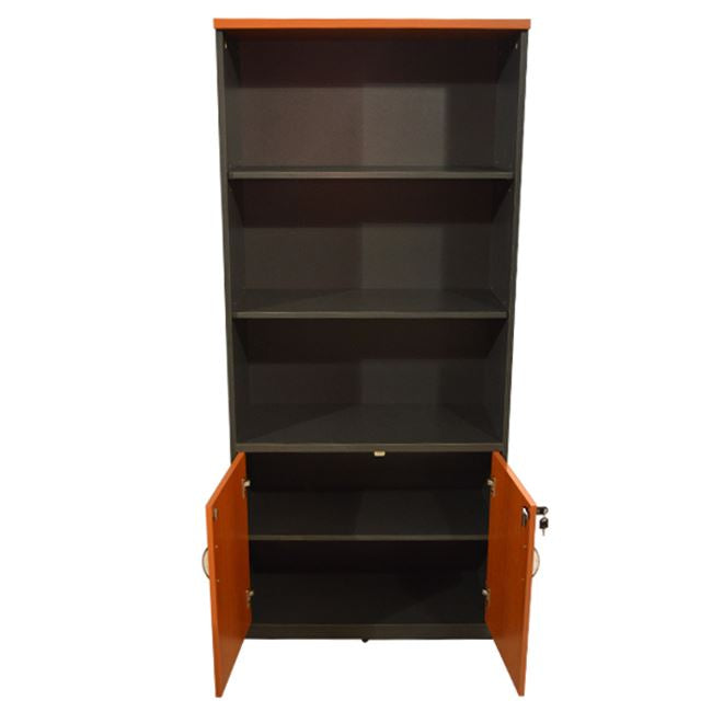 Professional Office Bookcase Hm2014.03 Cherry Color With 2 Doors 80Χ39Χ179cm