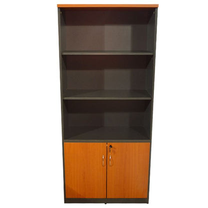 Professional Office Bookcase Hm2014.03 Cherry Color With 2 Doors 80Χ39Χ179cm