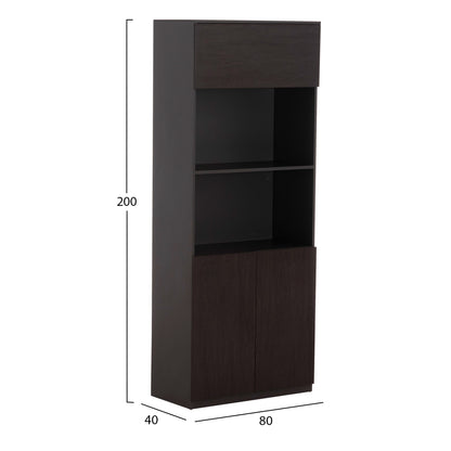 Professional Office Bookcase Rosewood Hm2089 Melamine In Grey-wenge 80x40x200hcm