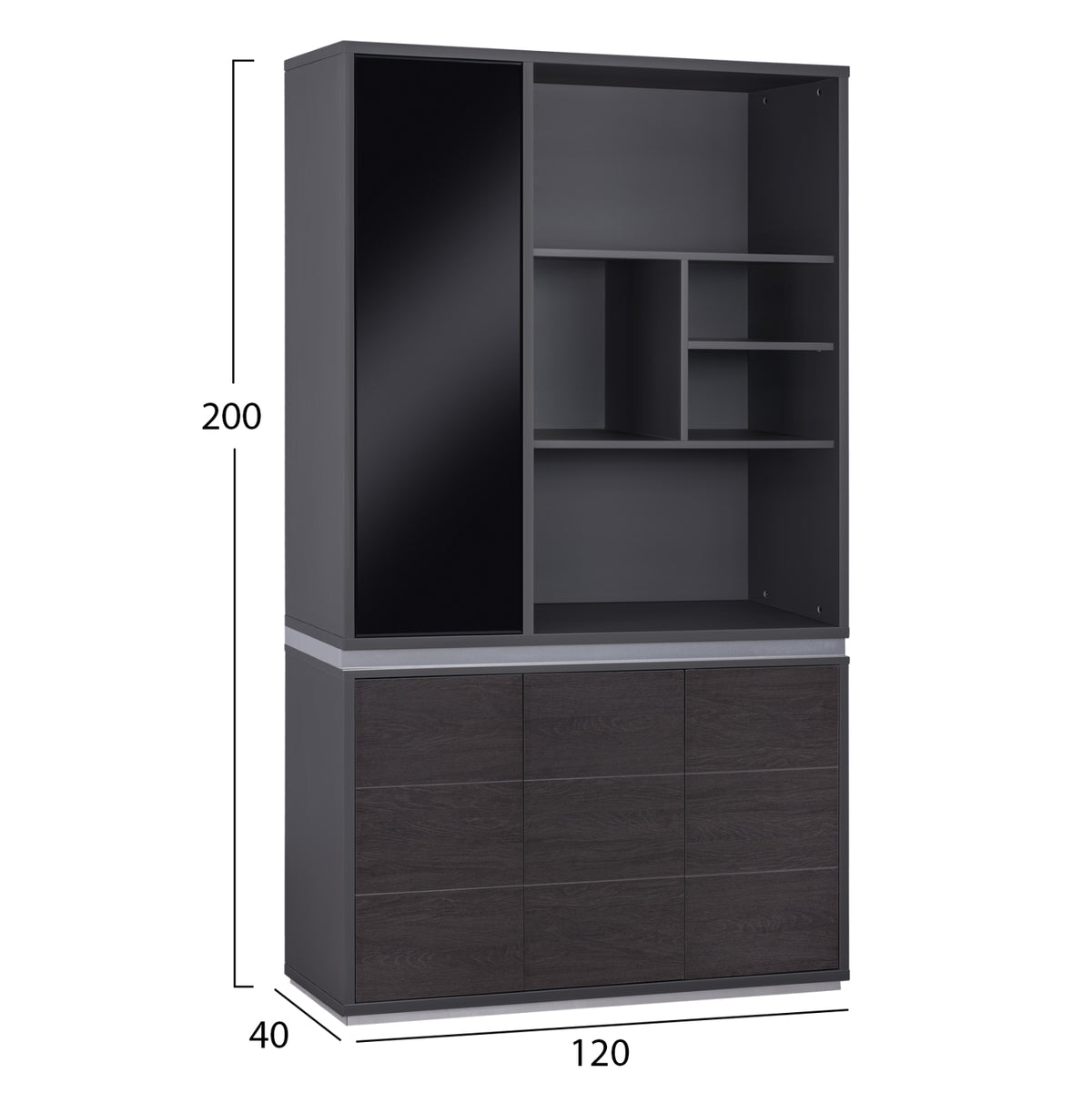Professional Office Bookcase Rosewood Hm2091l 120x40x200cm