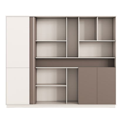 Office Bookcase Newline Hm18279 Melamine In Cream White & Light Brown 240x40x200hcm.