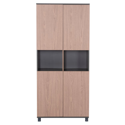 Office Bookcase Mavix Hm2160 Melamine In Grey-walnut 80Χ40Χ180hcm.
