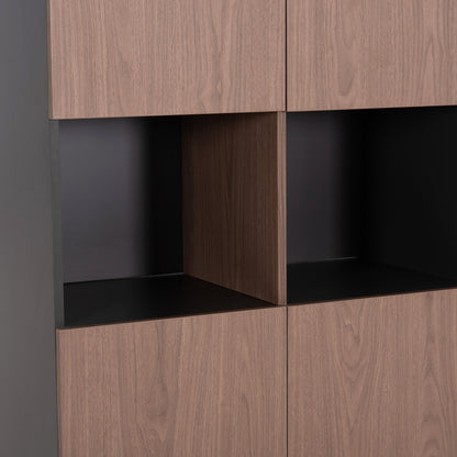 Office Bookcase Mavix Hm2160 Melamine In Grey-walnut 80Χ40Χ180hcm.