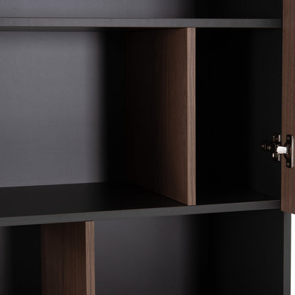 Office Bookcase Mavix Hm2160 Melamine In Grey-walnut 80Χ40Χ180hcm.