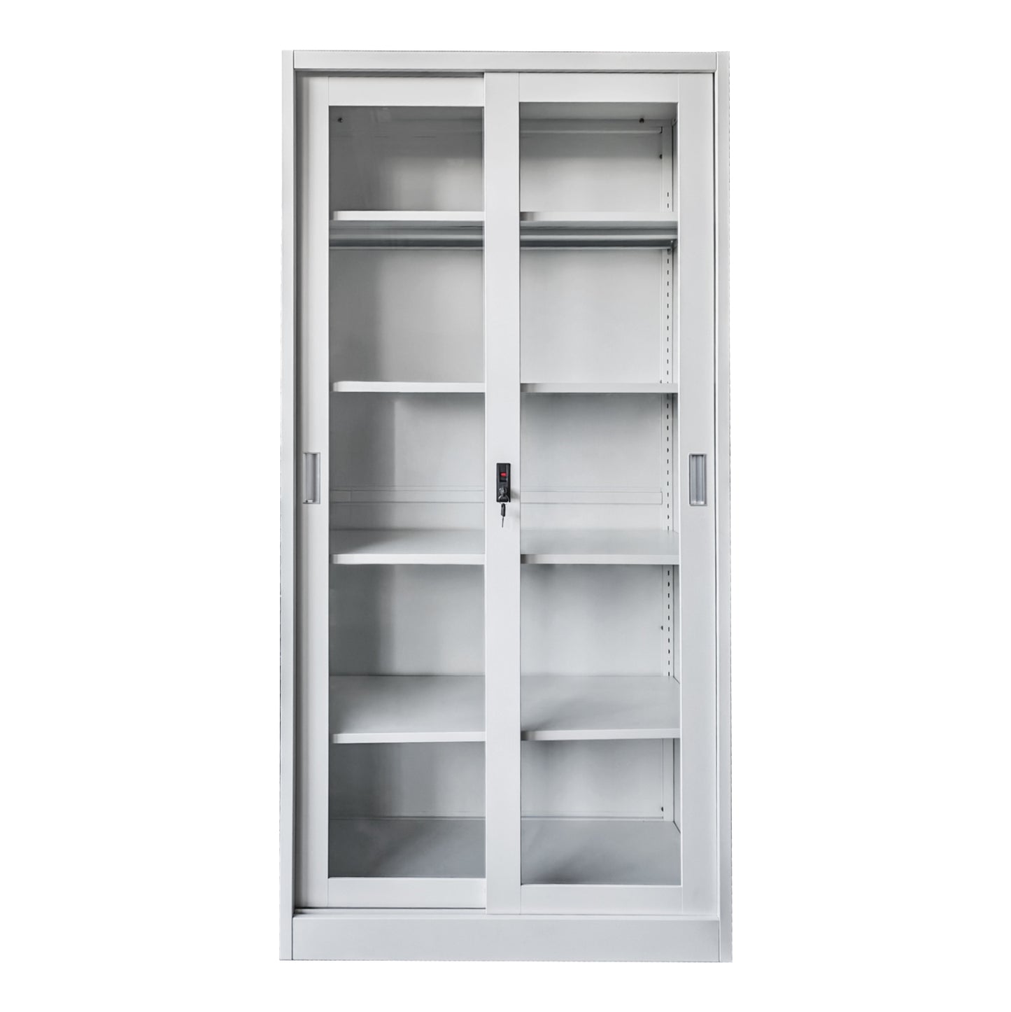 Bookcase With Sliding Doors Sider Hm6632.02 Metal In White 90x40x185hcm
