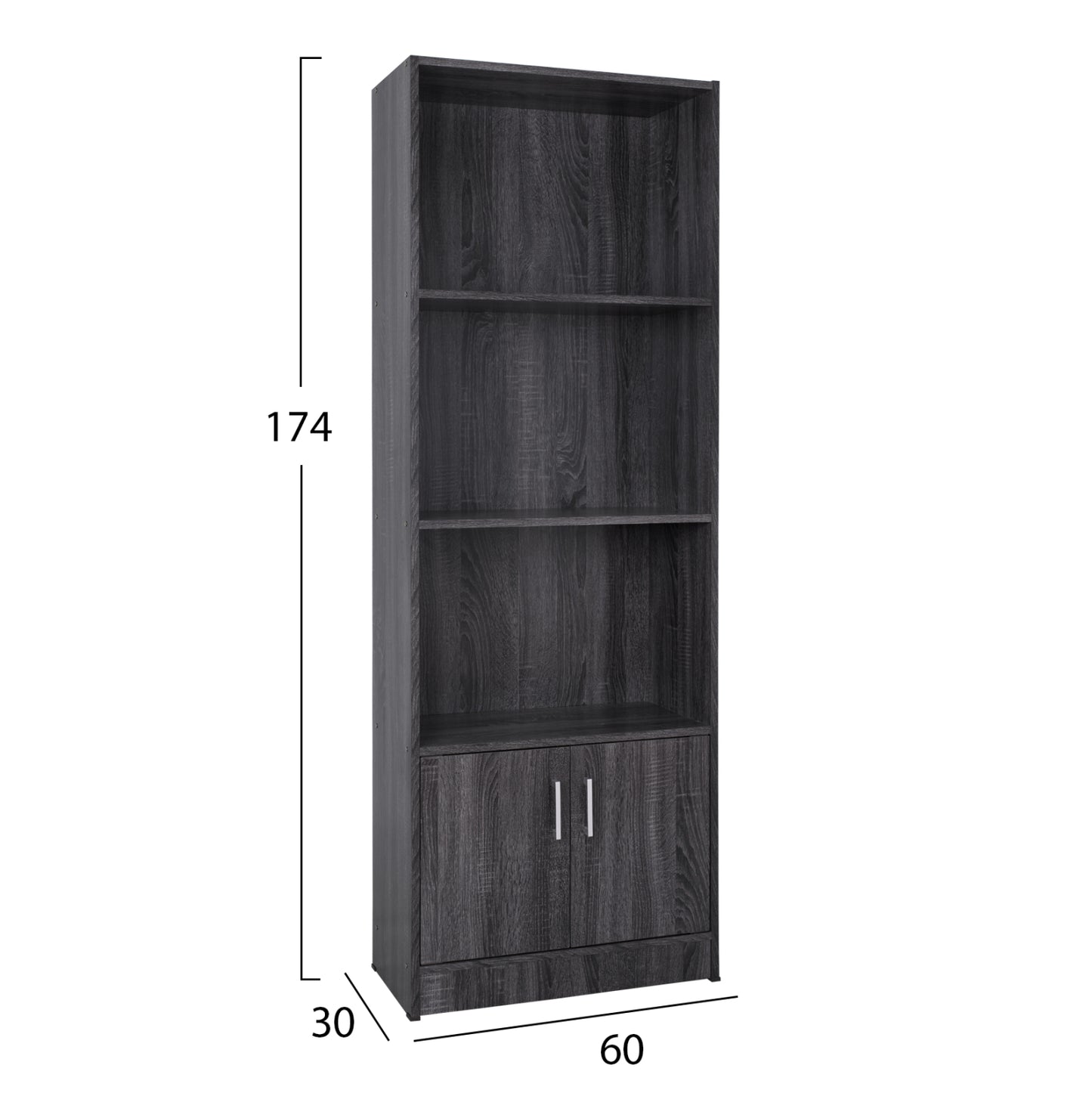 Melamine Bookcase Hm2269.01 Grey Color 60x30x174
