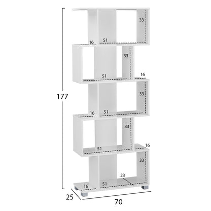Bookcase From Melamine Hm2385.04 White 70x25x177 Cm.