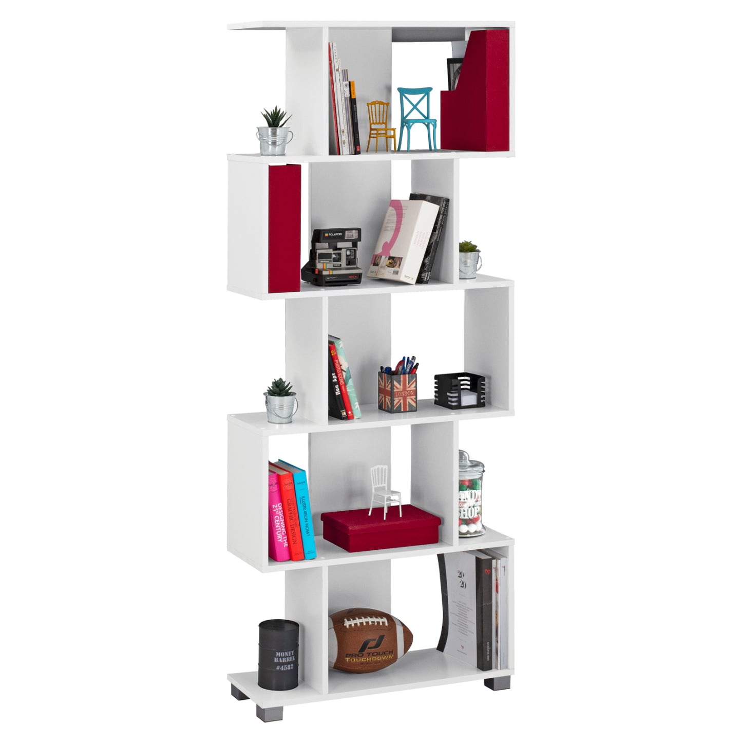 Bookcase From Melamine Hm2385.04 White 70x25x177 Cm.
