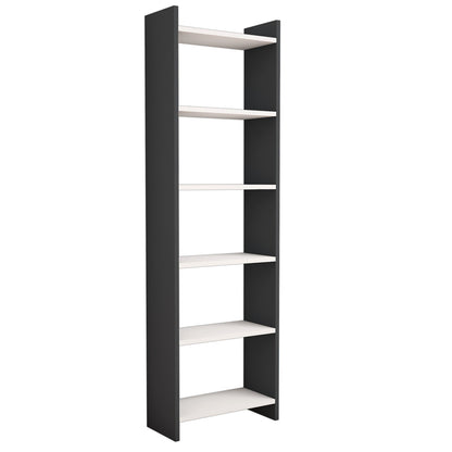 Bookcase Classiker Hm9226.13 Melamine Dark Grey-white 48,5x22x160hcm.