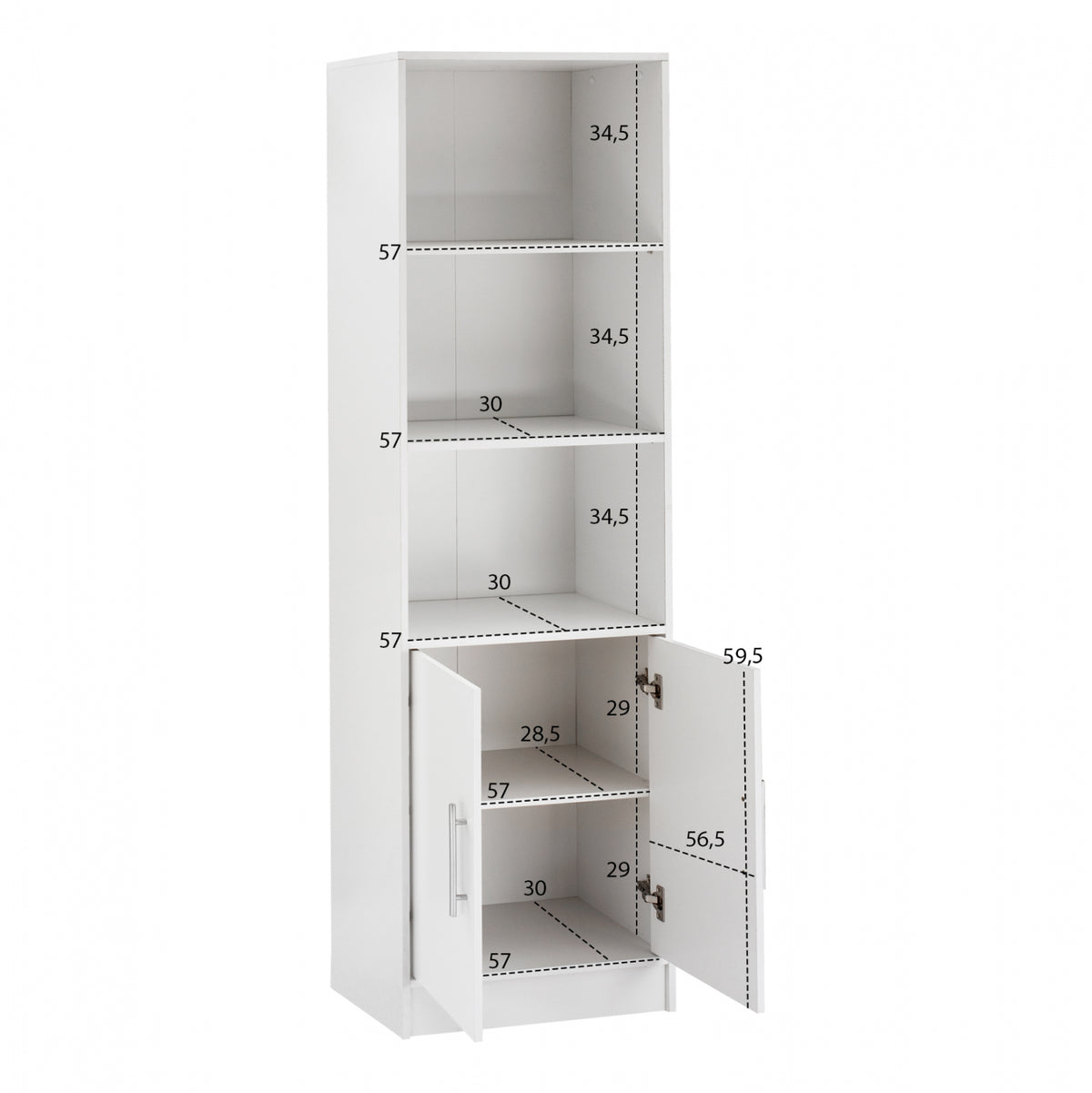 Bookcase From Melamine Ensley Hm2027.05 White Color 60x30x180Ηcm