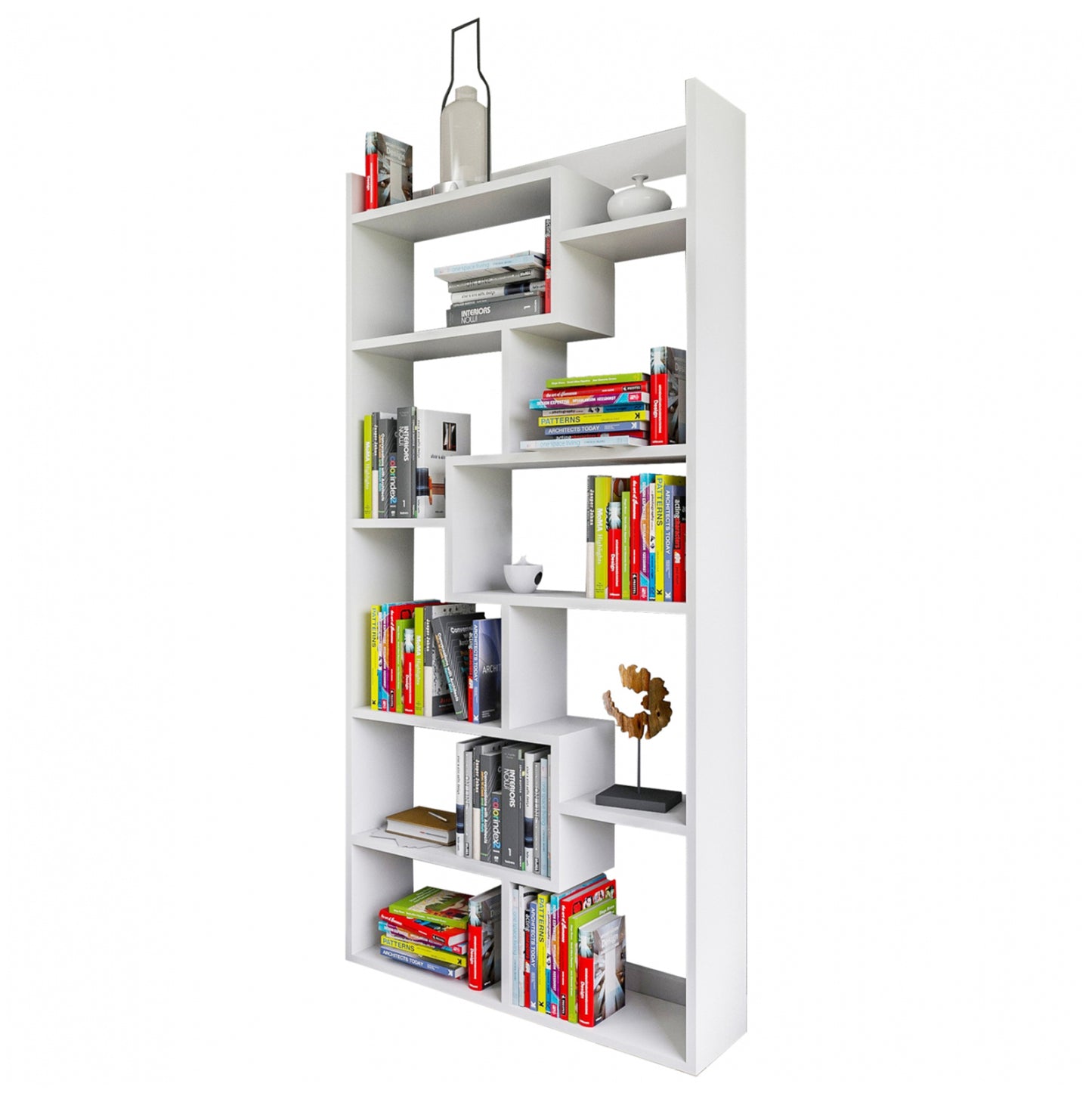 Melamine Bookcase In White Hm8865.01 90x22x182cm.