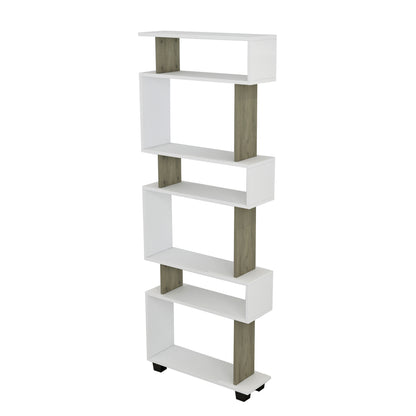 Bookcase Owl Melamine In Olive Grey White 60x19,5x165hcm.hm8923.11