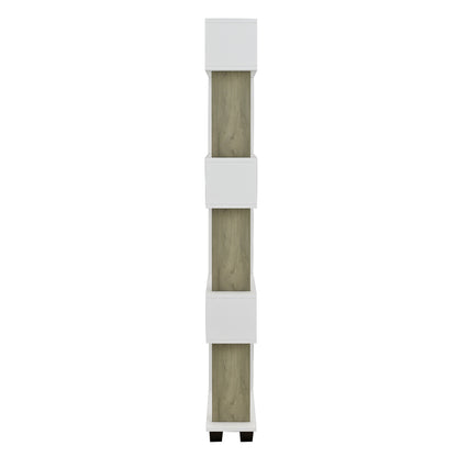 Bookcase Owl Melamine In Olive Grey White 60x19,5x165hcm.hm8923.11