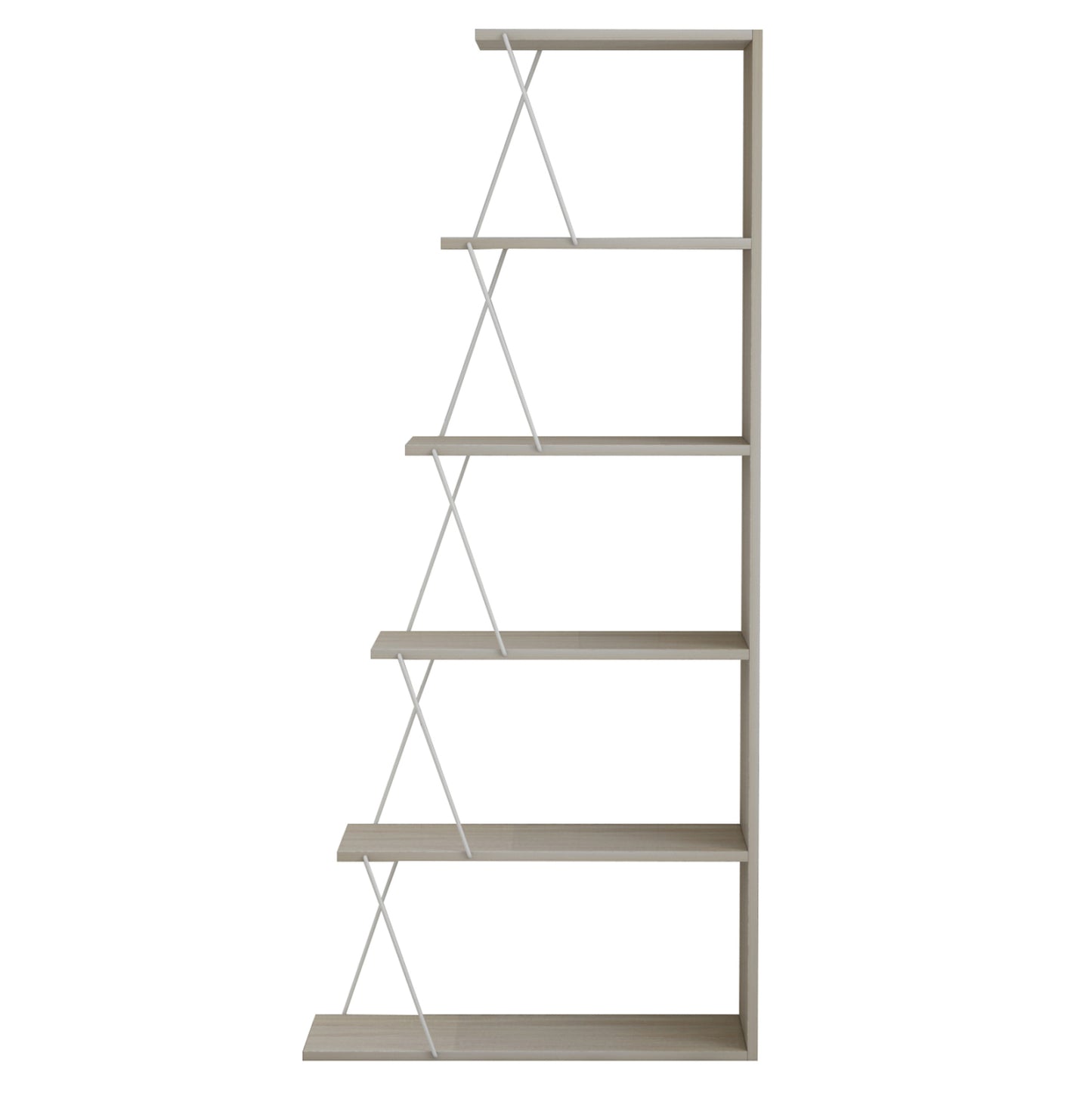 Bookcase Mini Tars Hm2241.11 Sonoma Melamine-white Metal Rods 65x22-24x146hcm.