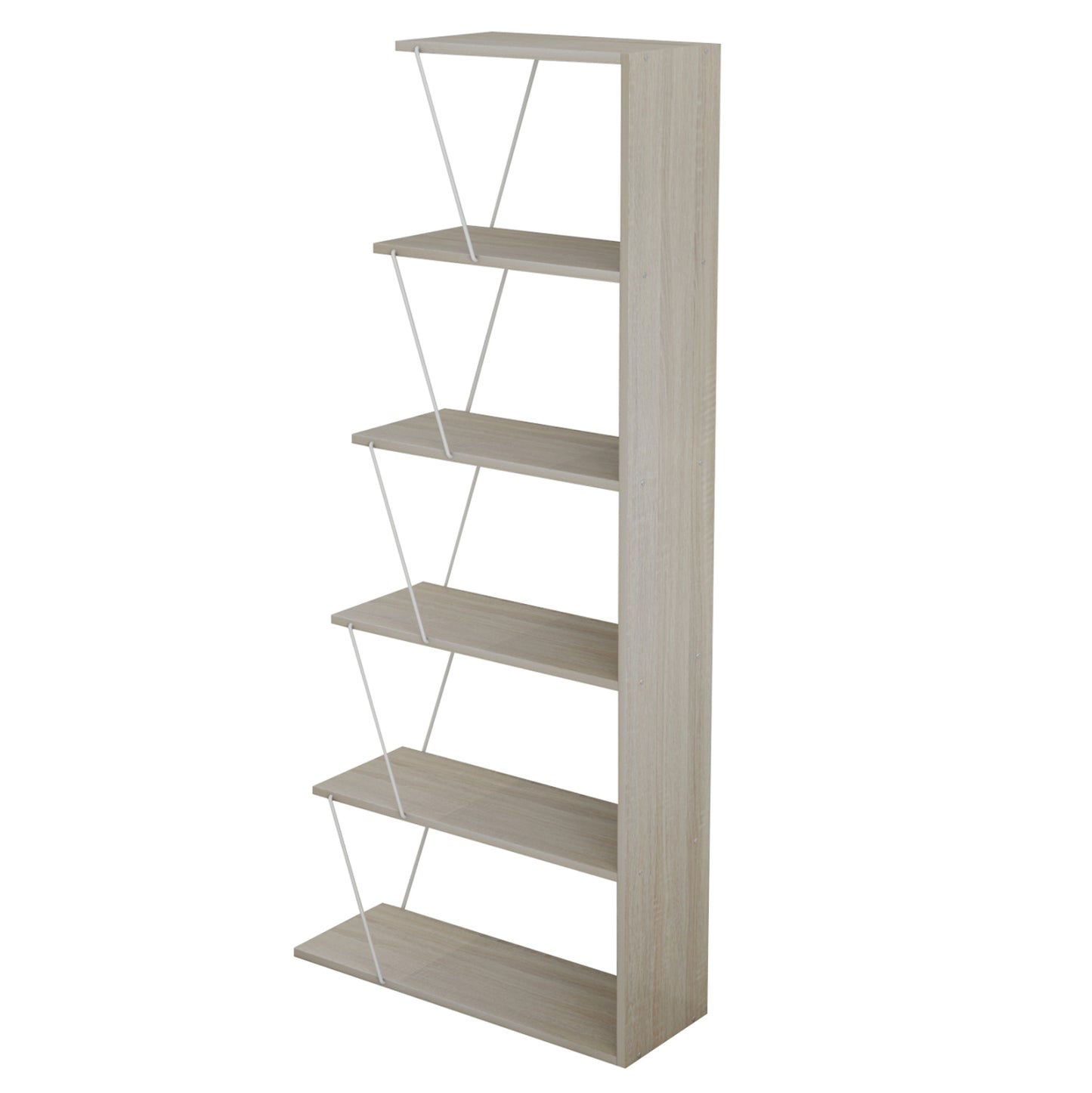 Bookcase Mini Tars Hm2241.11 Sonoma Melamine-white Metal Rods 65x22-24x146hcm.