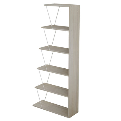 Bookcase Mini Tars Hm2241.11 Sonoma Melamine-white Metal Rods 65x22-24x146hcm.
