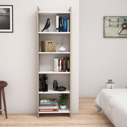 Bookcase Classiker Hm9226.12 Melamine In Sonoma-white 48,5x22x160hcm.