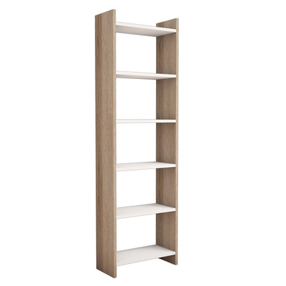 Bookcase Classiker Hm9226.12 Melamine In Sonoma-white 48,5x22x160hcm.