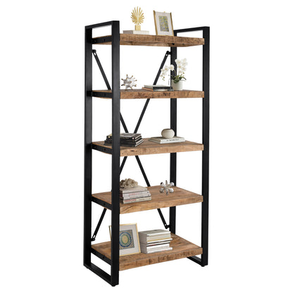 Bookcase Turner Hm8188.11 Metal And Solid Mango Wood 80x45x186