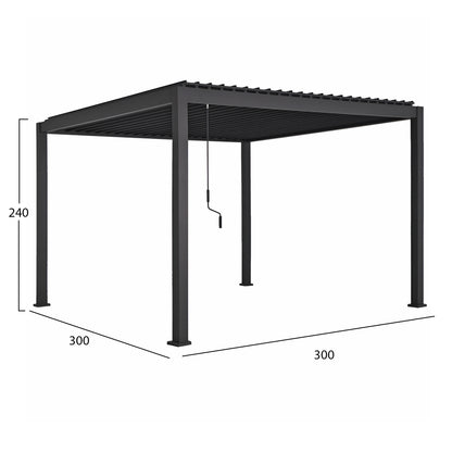 Bioclimatic Aluminum Pergola Domecil Hm6611.01 With Iron Louvers--300x300x240hcm