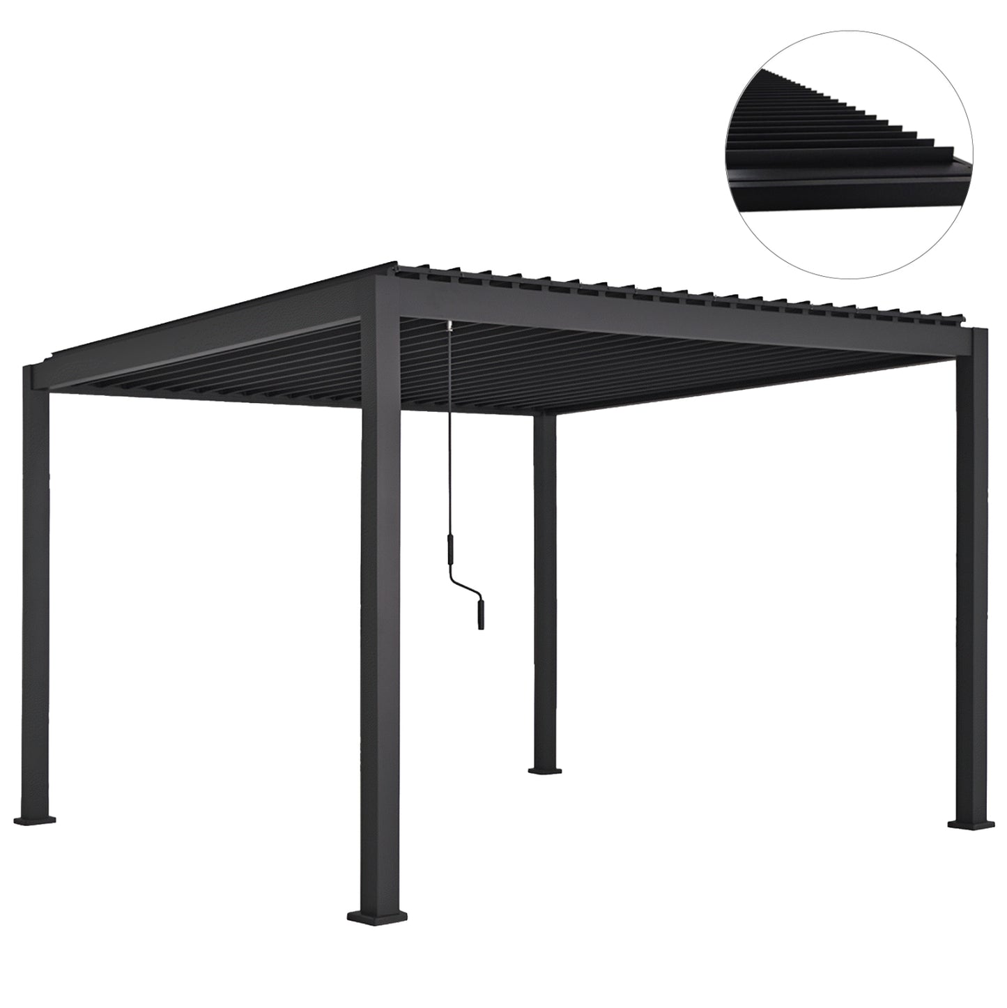 Bioclimatic Aluminum Pergola Domecil Hm6611.01 With Iron Louvers--300x300x240hcm