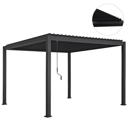 Bioclimatic Aluminum Pergola Domecil Hm6611.01 With Iron Louvers--300x300x240hcm