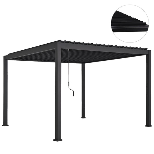 Bioclimatic Aluminum Pergola Domecil Hm6611.01 With Iron Louvers--300x300x240hcm