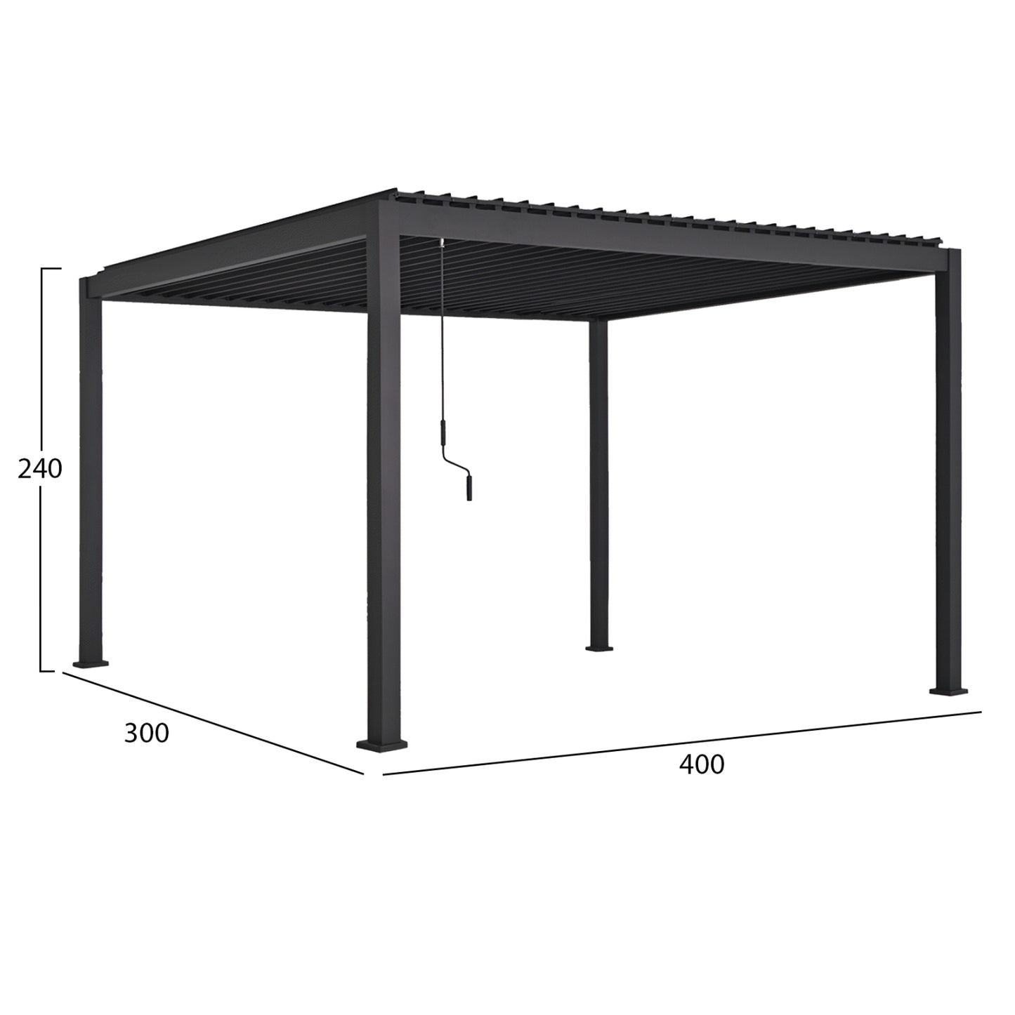 Bioclimatic Aluminum Pergola Domecil Hm6612.01 With Iron Louvers--300x400x240hcm