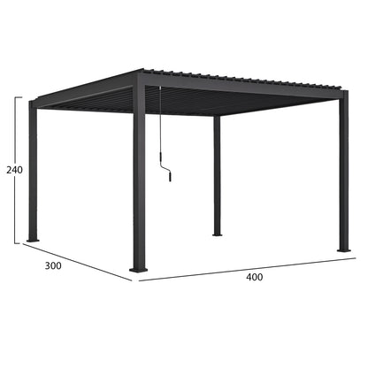 Bioclimatic Aluminum Pergola Domecil Hm6612.01 With Iron Louvers--300x400x240hcm
