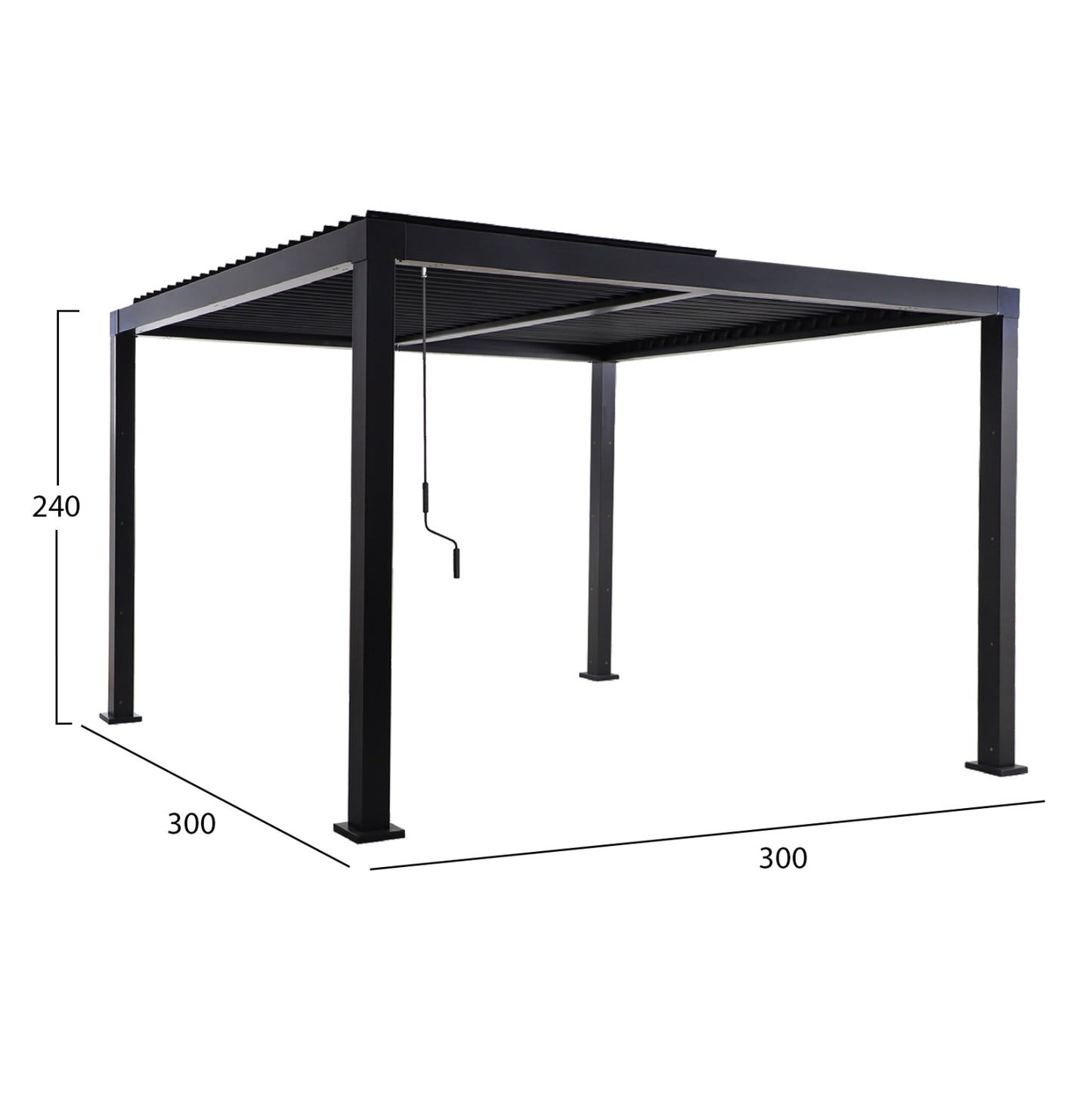 Bioclimatic Aluminum Pergola Premium Franio Hm6609.01 Black 300x300x240hcm.