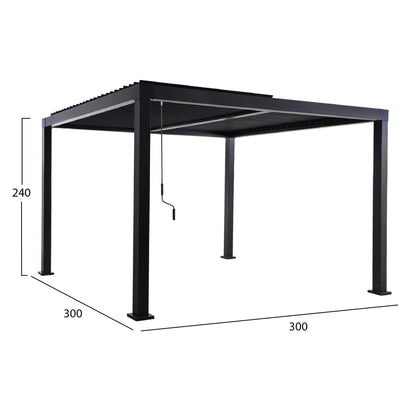 Bioclimatic Aluminum Pergola Premium Franio Hm6609.01 Black 300x300x240hcm.