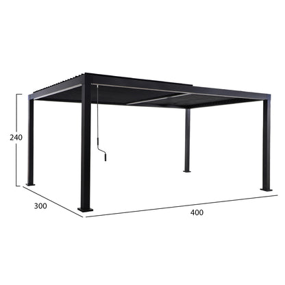 Bioclimatic Aluminum Pergola Premium Franio Hm6610.01 Black 300x400x240hcm.