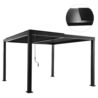 Bioclimatic Aluminum Pergola Premium Franio Hm6609.01 Black 300x300x240hcm.