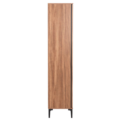 Display Cabinet Series Harry Hm18011.01 Melamine In Natural Wood Color-black 90x40x185hcm.