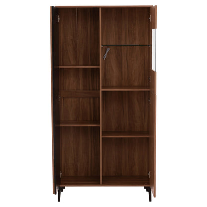 Display Cabinet Series Harry Hm18011.01 Melamine In Natural Wood Color-black 90x40x185hcm.