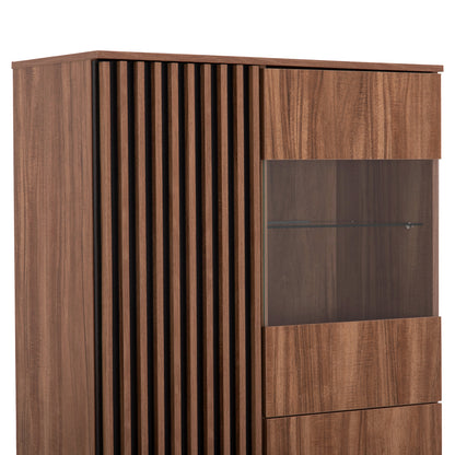 Display Cabinet Series Harry Hm18011.01 Melamine In Natural Wood Color-black 90x40x185hcm.