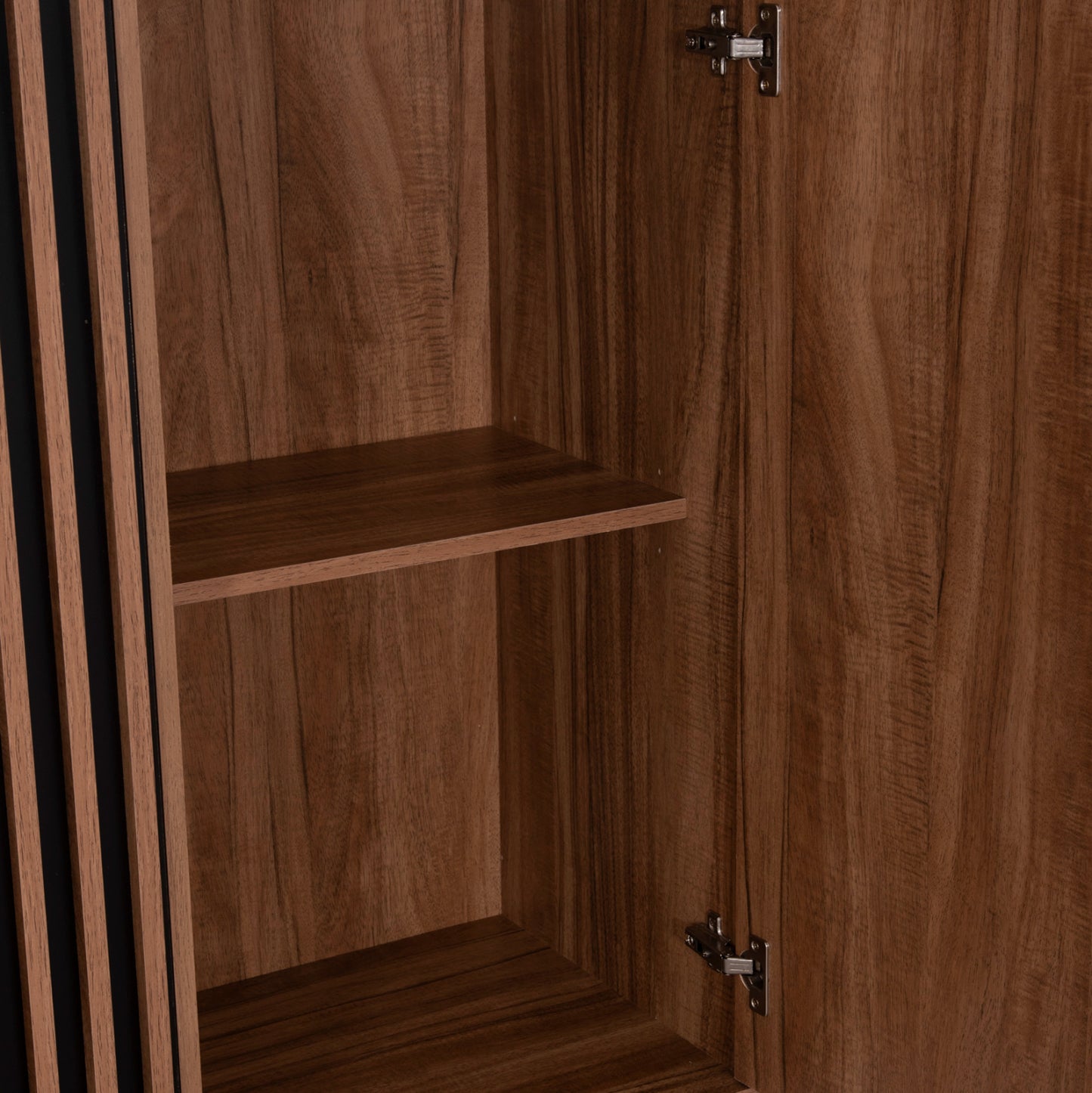 Display Cabinet Series Harry Hm18011.01 Melamine In Natural Wood Color-black 90x40x185hcm.