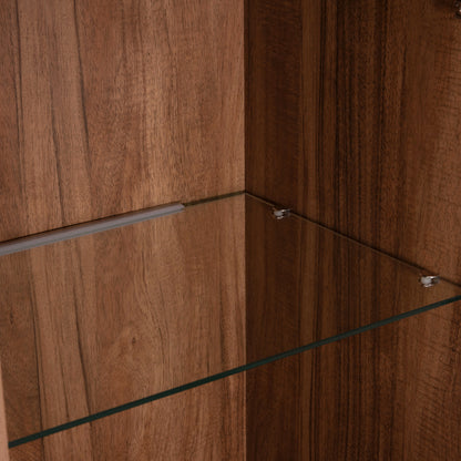 Display Cabinet Series Harry Hm18011.01 Melamine In Natural Wood Color-black 90x40x185hcm.