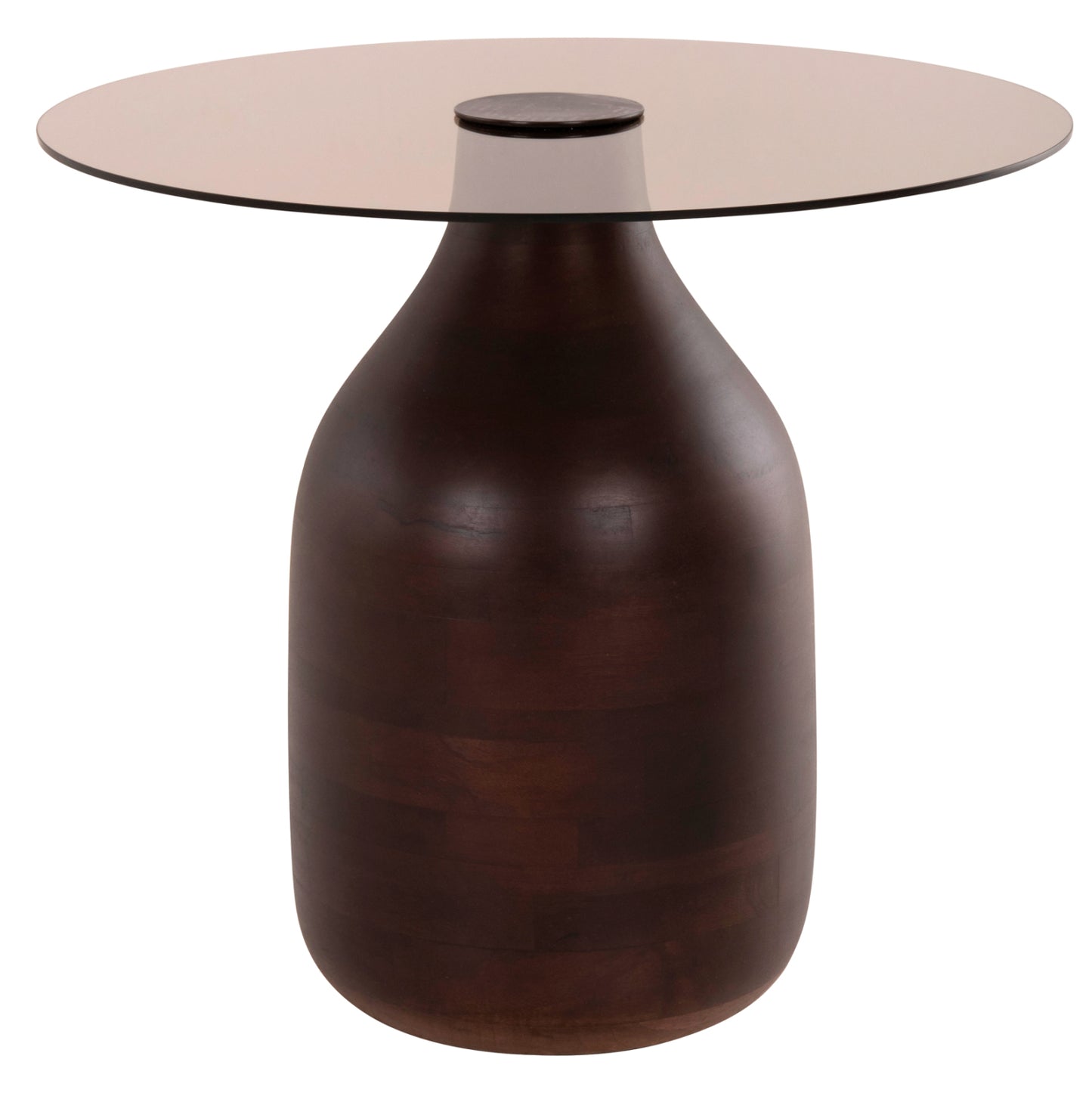 Side Tables 2pcs Chang Hm9668 Mango Wood In Brown-glass Top Φ55x49,5h & Φ40x36,5h Cm.