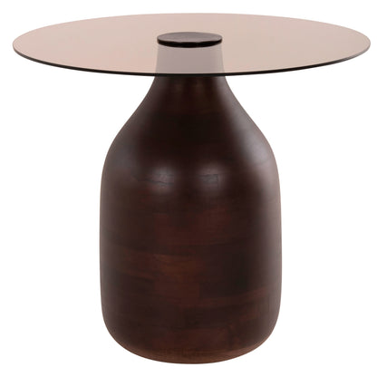 Side Tables 2pcs Chang Hm9668 Mango Wood In Brown-glass Top Φ55x49,5h & Φ40x36,5h Cm.