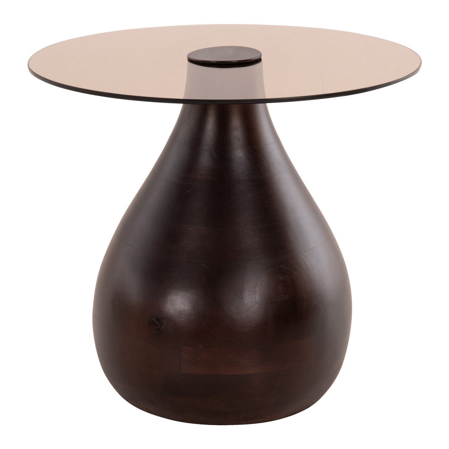 Side Tables 2pcs Chang Hm9668 Mango Wood In Brown-glass Top Φ55x49,5h & Φ40x36,5h Cm.