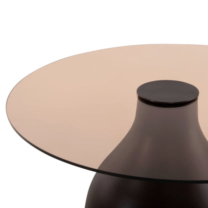 Side Tables 2pcs Chang Hm9668 Mango Wood In Brown-glass Top Φ55x49,5h & Φ40x36,5h Cm.