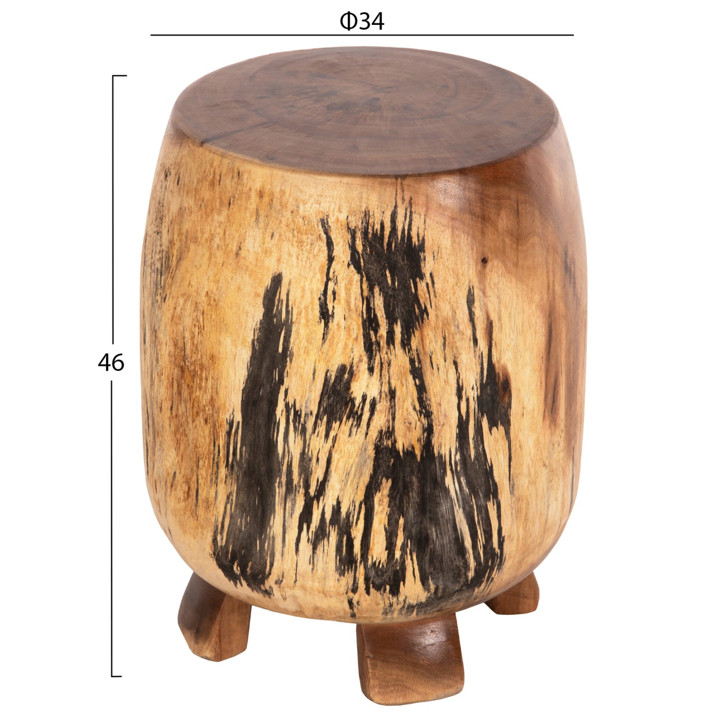 Side Stool Bozzo Hm9762 Suar Wood In Natural Φ34x46hcm.