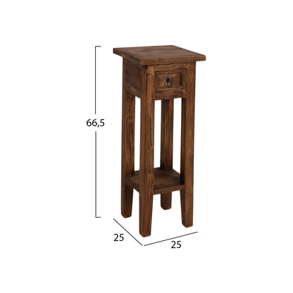Side Table Ramu Hm9484.01 Mahogany Wood With A Drawer In Natural Color 25x25x66,5hcm.
