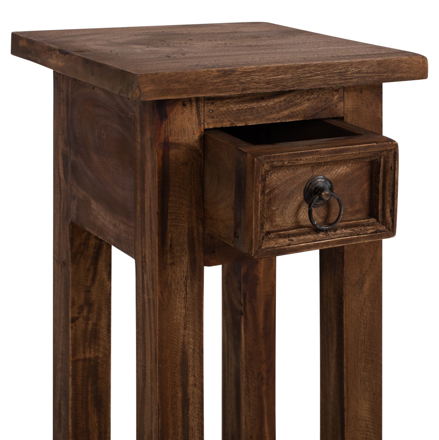 Side Table Ramu Hm9484.01 Mahogany Wood With A Drawer In Natural Color 25x25x66,5hcm.
