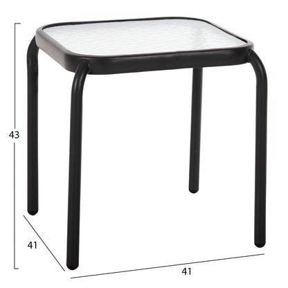 Outdoor Side Table Square Dido Hm5975.01 Metal In Anthracite-glass 41x41x43hcm.