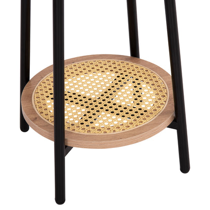 Side Table Sewell Hm18034 Mdf In Zebrano-metal Legs-rattan In Natural Φ45x55hcm.