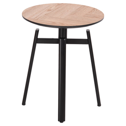 Side Table Norton Hm18036.03 Metal Legs Black-mdf Top Sonama Φ45x55,5hcm.