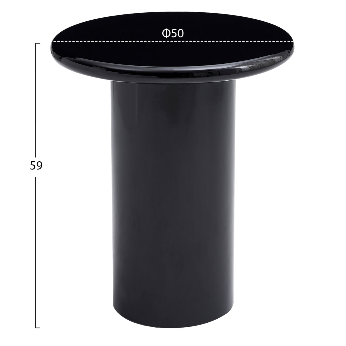 Side Table Solna Hm18455.02 Mdf In Glossy Black Φ50x59hcm.